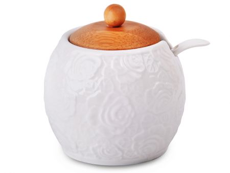 Сахарница с бамбуковой крышкой 9х9х11см