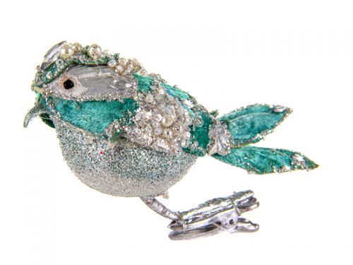 Елочное украшение птичка декоративная 15х5см