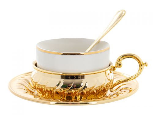 Набор для чаепития на 2 персоны, золото 130 мл