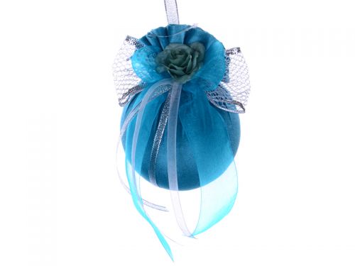 Елочный шар ø 10 см с бантом и розочкой 