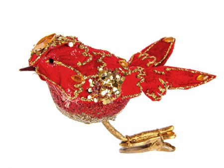 Елочное украшение птичка декоративная 15х5см