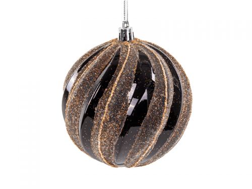 Набор елочных украшений 4 штук  10 см черный с золотом (пластик)