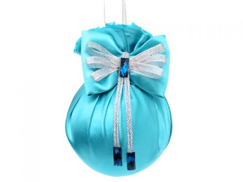 Елочный шар атласный с атласным бантом 