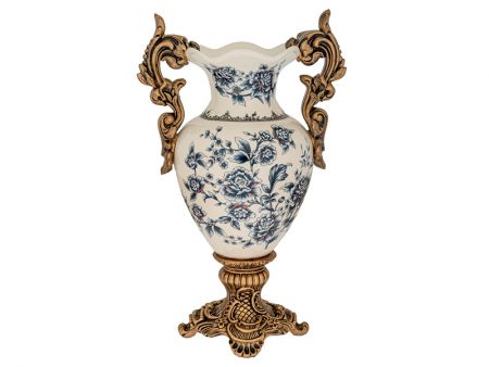 Декоративная ваза с золотыми ручками 27х42см