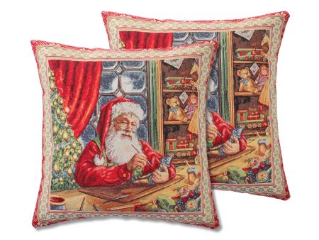 Наволочка двухсторонняя новогодняя гобеленовая с люрексом 