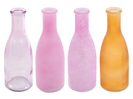 Набор из 4-х ваз Bottle soft pink h18 d6x26,5 см стекло