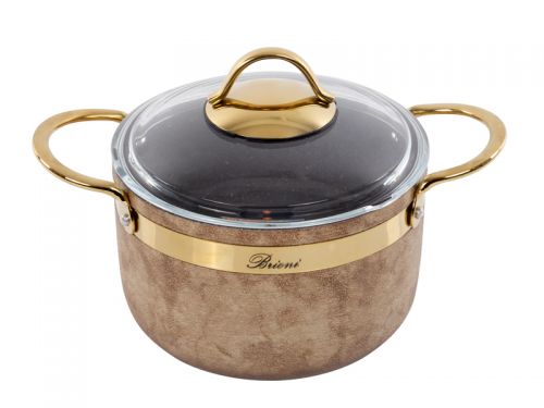 Набор из 4 предметов Brioni "Royal Stone Ti̇gereye Gold" (кастрюля 18 см, 2,5 л/кастрюля  20 см, 3л