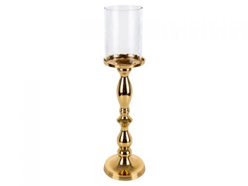 Подсвечник алюминий со стеклянной колбой 48 см