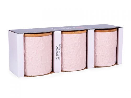 Набор банок для сыпучих продуктов с бамбуковой крышкой 3шт 10х10х11см