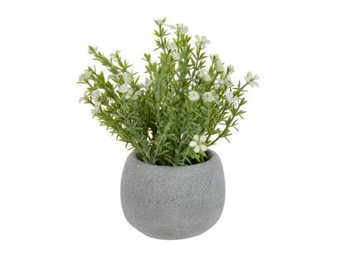 Искусственное растение Хебе белый 16х10х10 см  (шелк искусственный/ пластик/ цемент)