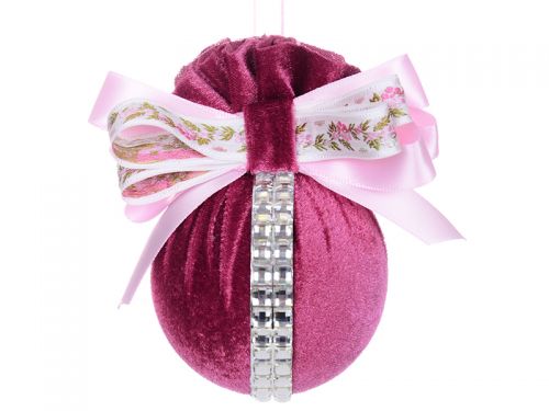 Елочный шар с фиолетовым бантом 