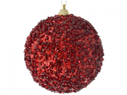 Набор елочных шаров из 6-ти шт., 8см, красный с глиттером