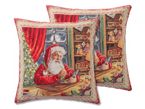 Наволочка двухсторонняя новогодняя гобеленовая с люрексом 