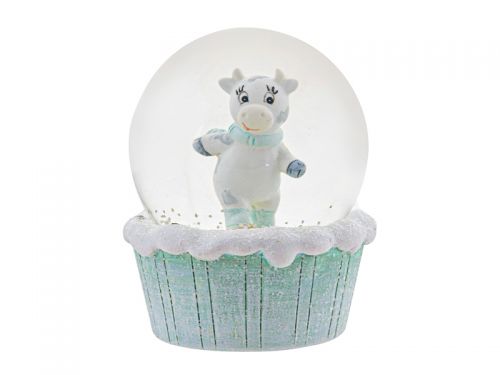 Шар снежный "Новогодняя коровка" 7х7х8см