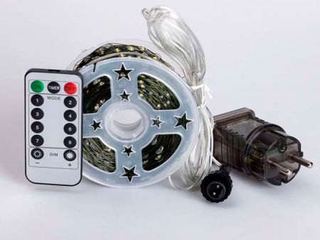 Гірлянда декоративна Роса 200м зелена нитка жовта (з пультом від мережі)