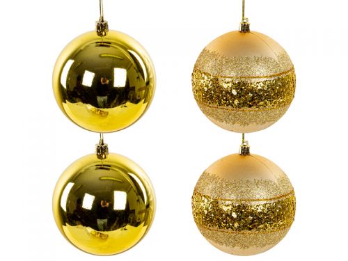 Набор елочных украшений 4 штук  10 см золото (пластик)