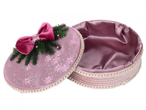 Коробка подарочная круглая с бантом "Бордовая феерия"