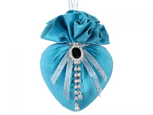 Елочный игрушка сердце с брошкой 