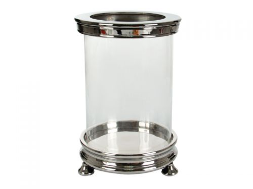 Подсвечник алюминий со стеклянной колбой 26 см