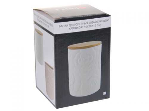 Банка для сыпучих с бамбуковой крышкой 10х10х15см.