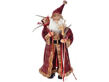 Рождественский санта клаус вельвет бургунди, 95см