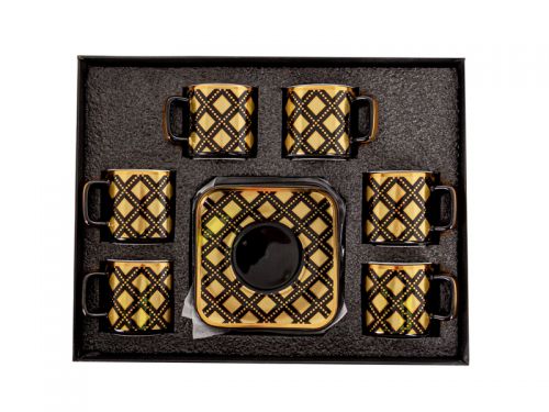 Кофейный сервиз 12 предметов 120мл черный с золотом