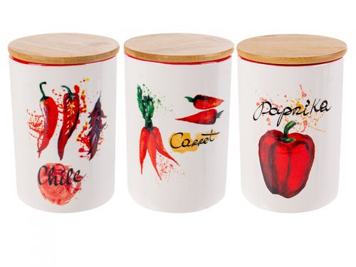 Набор банок для сипучих продуктов из 3-х шт "Hot vegetables" 1000мл 10x15см