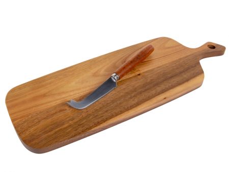 Доска разделочная и нож для сыра  40х14х1,5 см (дерево)