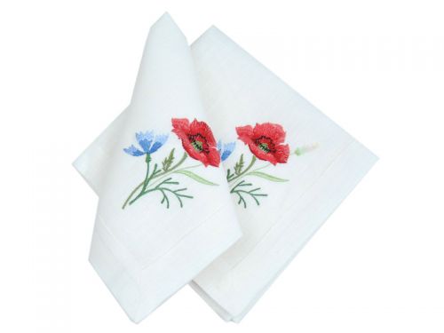 Салфетка "Маки з волошками" 4шт. 40х40 (білий льон ТХ-90) мод.1