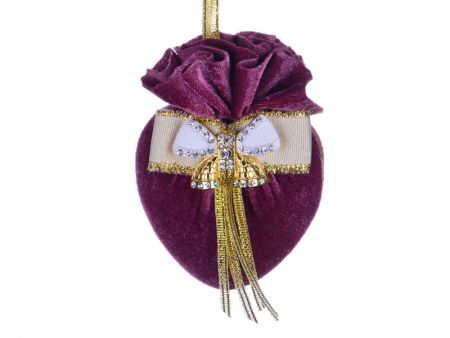 Елочный игрушка сердце с брошкой бант 