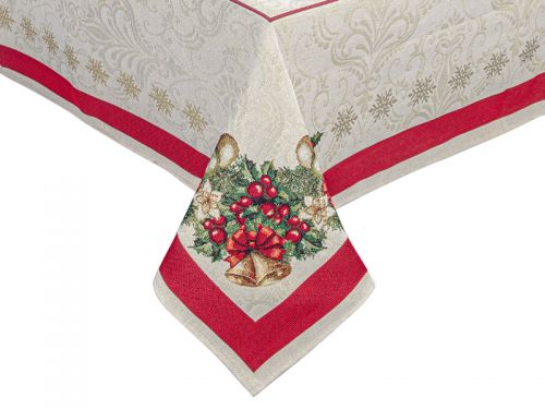 Скатерть гобеленовая новогодняя с люрексом "Corona natale" 140x260 см