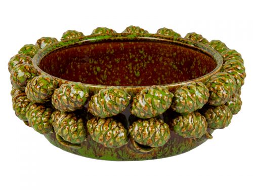 Кашпо "Шишки" 30х30х10 см зеленое (керамика)