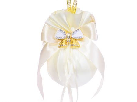 Елочный шар атласный с аксессуаром бант 