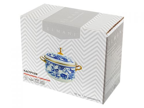 Кастрюля эмалированная "Sicily" elmani с крышкой 1,5л 14см