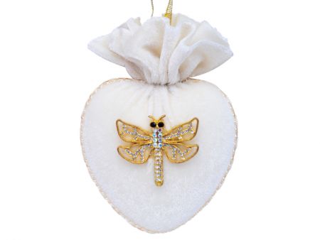 Елочное украшение сердце со стрекозой 