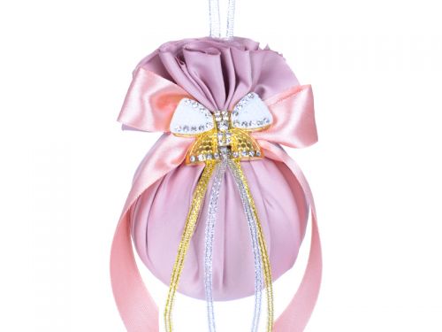 Елочный шар атласный с бантом 