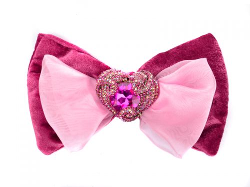 Елочный бант с брошкой сердце 