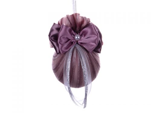 Елочный шар ø 8 см с бантом и жемчужиной 