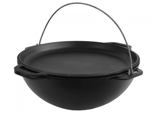 Казан азиатский чугунный с чугунной крышкой-сковородой tm brizoll 12 л азия