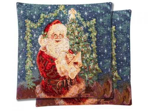 Наволочка двухсторонняя новогодняя гобеленовая с люрексом 