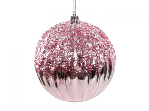 Набор елочных украшений из 6 штук  10 см розовый (пластик)