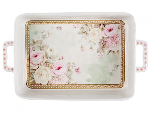 Блюдо прямоугольное с ручками "Английская роза" 32,6х19х6 см