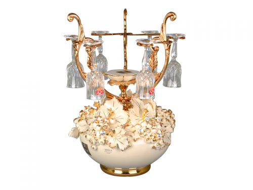 Набор фужеров 6шт с подставкой для бутылки кремовый