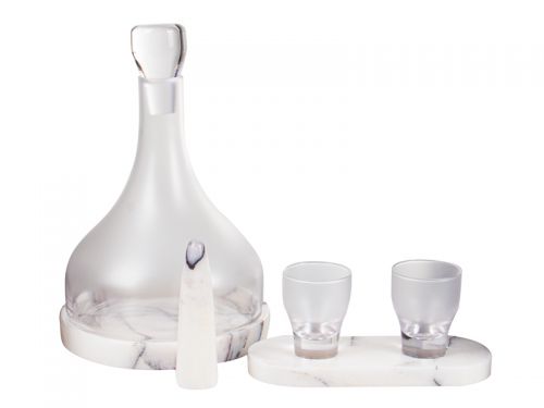 Набор для водки штоф и 2 рюмки (Стекло / мрамор)