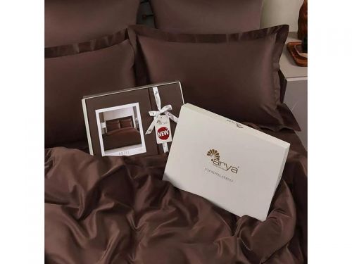 Постельное белье  Vip Saten 220x200 см цвет темно-коричневий