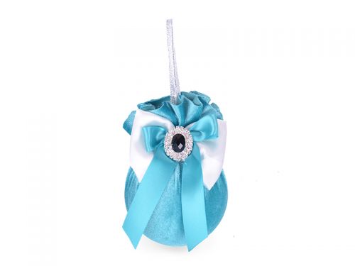 Елочный шар с брошкой "Бирюзовая подвеска" 8см