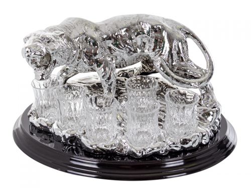 Набор для водки 6 рюмок (40 мл) на подставке тигр 33х23х20 см