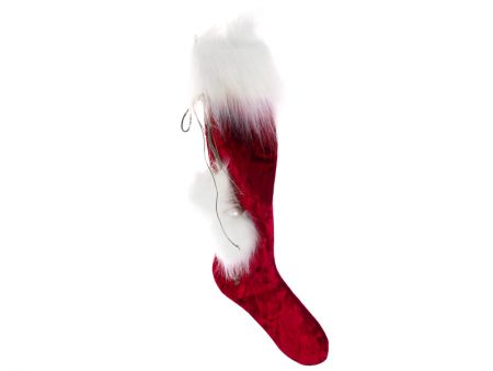 Рождественский сапог с бантом бургунд