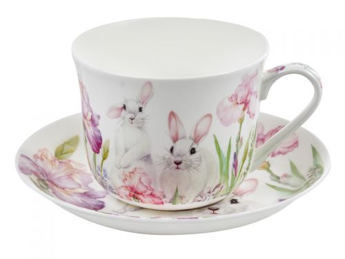 Чайный набор "Кролик в цветах" 2 предмета 470 мл