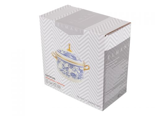 Кастрюля эмалированная "Peony" elmani с крышкой 2,1л, диаметр=16см, высота=11см
